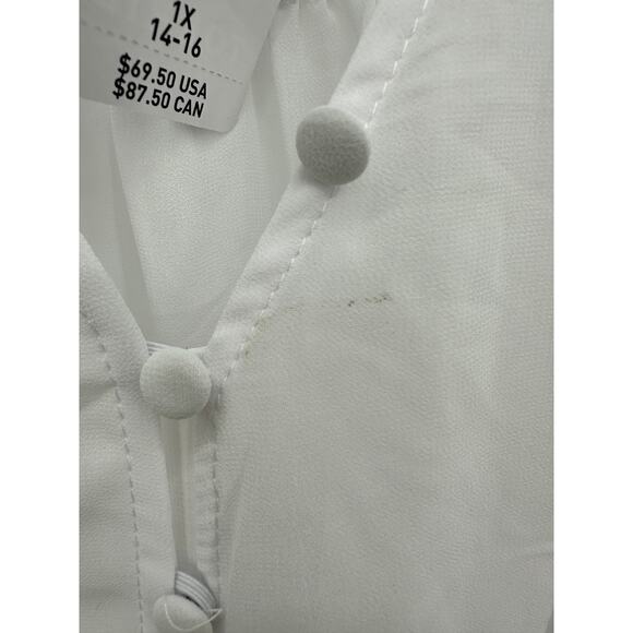 Torrid Chiffon Smocked Collar Eyelet Embroidered Blouse White NWT Sheer Boho - Picture 9 of 11